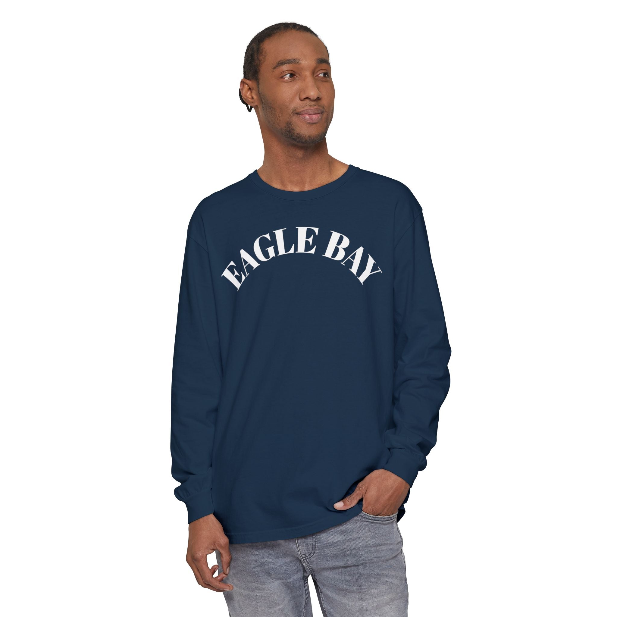 Eagle Bay Long Sleeve Tee — Classic Arch Logo Cotton Shirt